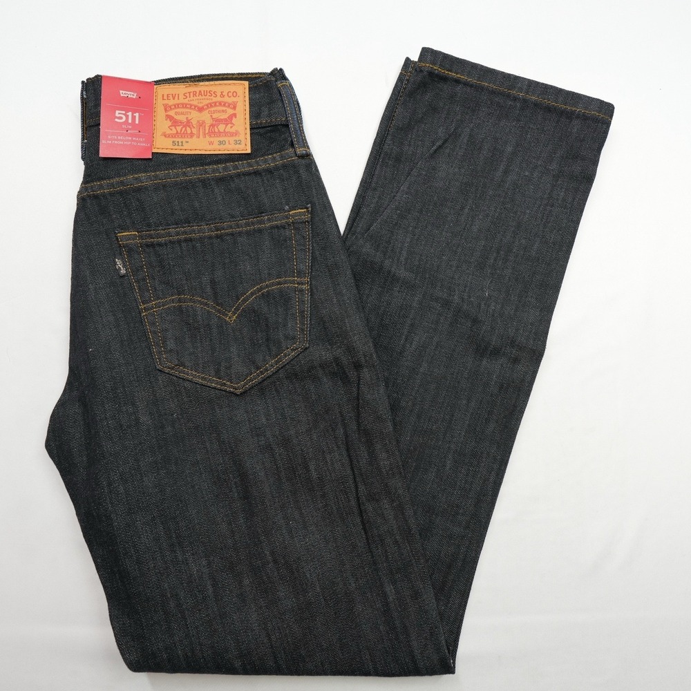 Levi's 511 Jeans Mens (Actual Fit 28x31 ) Dark Blue Indigo Slim Fit Denim Mid Ri